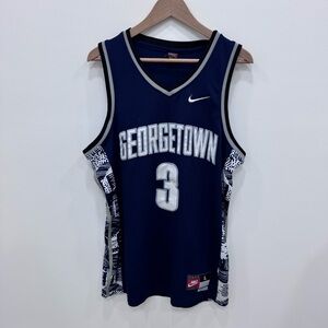 Allen Iverson Georgetown Hoyas college #3 jersey navy blue gray preowned Sz Lg
